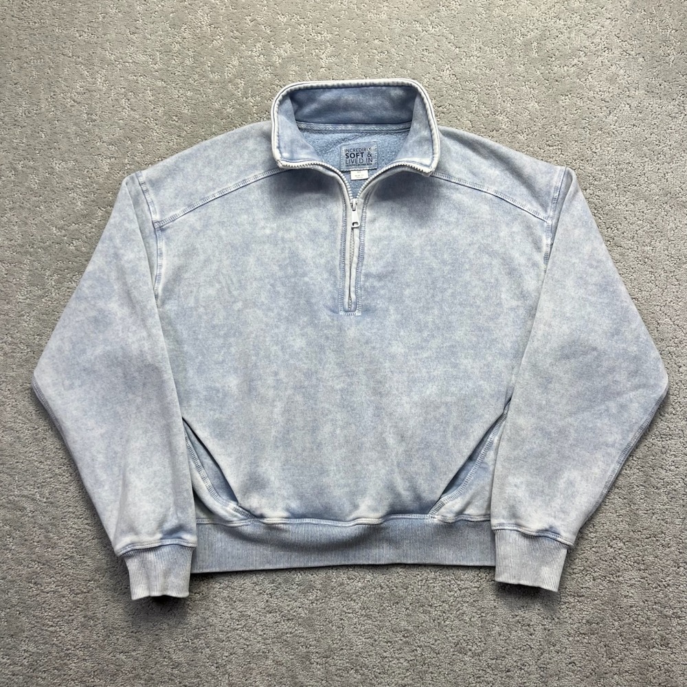 Pink Rose Soft & Lived In Pullover Womens XS Light Blue Acid Wash Sweatshirt